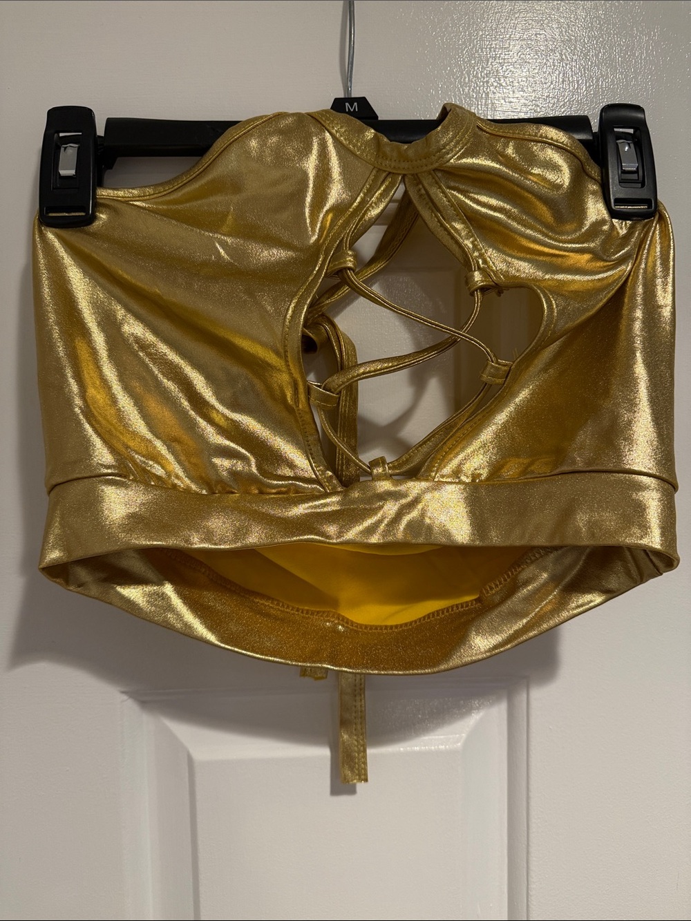 Gold Strappy Metallic Crop Top